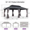 PURPLE LEAF Permanent Hardtop Gazebo Aluminum Frame Gazebo with Galvanized Steel Double Roof, UV-Resistant, Netting & Curtains included - Grey - 3 of 4