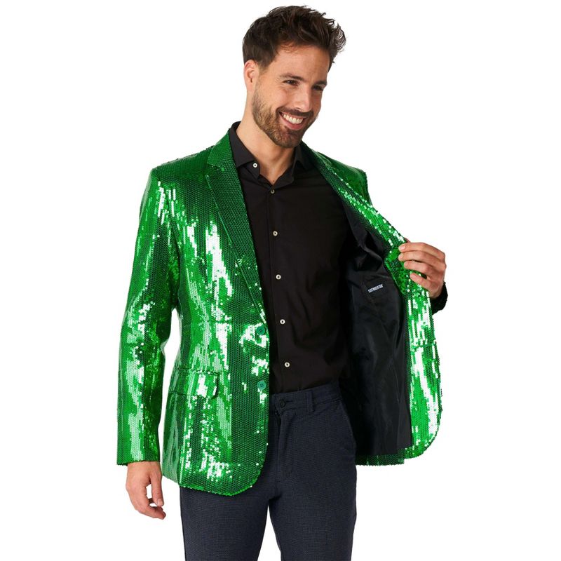 Suitmeister Men's Christmas Blazer - Sequins Green, 4 of 5