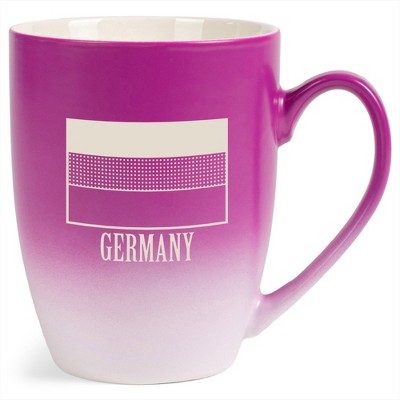 Elanze Designs Germany German Flag 12 Ounce Ceramic Laser-Etched Engraved Drinkware Mug, Fuchsia and White Ombre