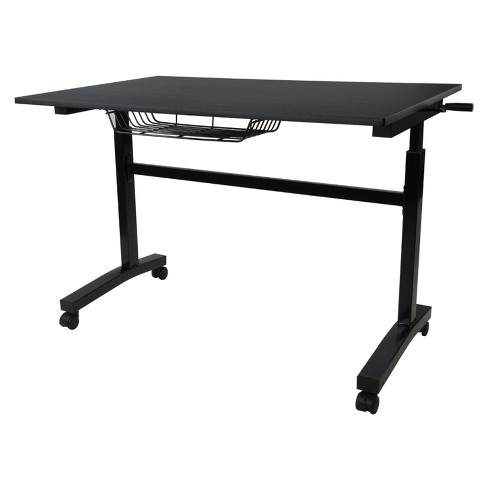 Costway Height Adjustable Computer Desk Sit To Stand Rolling Notebook Table  Black : Target