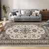 Oriental Vintage Bordered Area Rug - Non-Slip Ultra-Thin Washable Carpet for Living Room, Bedroom, Dining Room & Office - 2 of 4