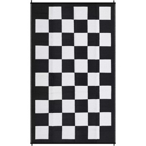 Outdoor Rug Modern Checkered Plaid Rug Waterproof Reversible Plastic Straw Rug for Patio Camping RV Balcony Backyard - 1 of 4