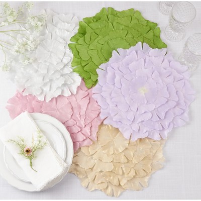 Pink Ginkgo Leaf Design Polyester Placemats Set of 4