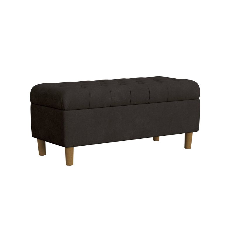 Button Tufted Storage Bench with Cone Wood Legs - HomePop, 2 of 10