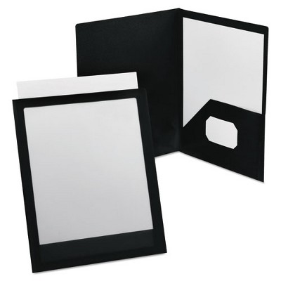 Oxford ViewFolio Polypropylene Portfolio, 100-Sheet Capacity, 11 x 8.5, Clear/Black