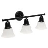 3 Light Metal and Alabaster White Glass Shade Vanity Wall Light Fixture with Metal Accents - Lalia Home - 4 of 4