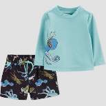 Carter's Just One You® Baby Boys' 2pc Octopus Rash Guard Set - Blue