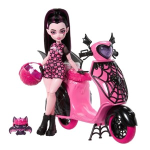 Monster High Draculaura Doll with Pink Scooter, Accessories & Pet Bat Count Fabulous, Fashion Doll Playset - 1 of 4