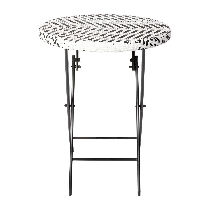 Emma and Oliver Three Piece Folding French Bistro Set in PE Rattan with Metal Frames for Indoor and Outdoor Use, 4 of 14