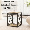PAGED Rustic Wood Spliced Design Coffee Table with Tempered Glass Top,Industrial Style Tea table Center Table for Living Room,Bedroom - 3 of 4