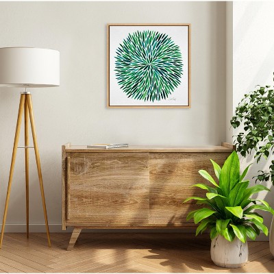 Natural Green and Blue Abstract Canvas Wall Art, 22x22