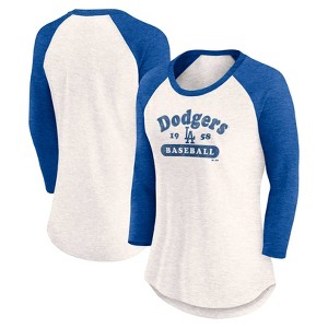 MLB Los Angeles Dodgers Women's 3/4 Fashion T-Shirt - 1 of 3