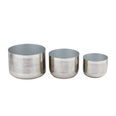 8.75" 3pc Modern Metal Planter Pots - CosmoLiving by Cosmopolitan