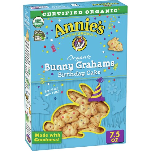 Annie's Organic Birthday Cake Bunny Grahams Baked Snacks - 7.5oz
