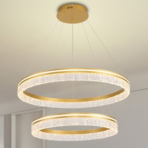 BAOURE Modern LED Chandelier 2 Ring 23.6in Grey Pendant Lighting  for Kitchen Island Dimmable LED Pendant Ceiling Light with Remote for Dining Room - 1 of 4