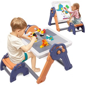 8-in-1 Kids Table and Chair Set, Foldable Kids Activity Table , Toddler Activity Table Building Block Table, Water Table Sand Table Sensory Table - 1 of 4