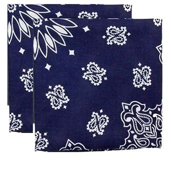 Bandana 2 Pack Paisley 100% Cotton Handkerchief  With Sewn Edges