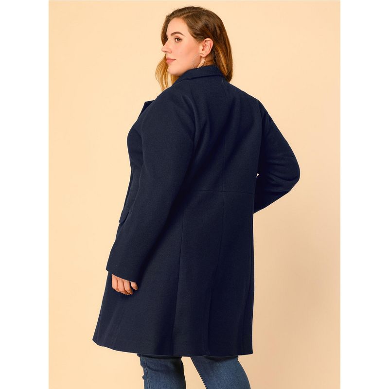 Agnes Orinda Women's Plus Size Winter Notched Lapel Double Breasted Long Overcoats, 6 of 8