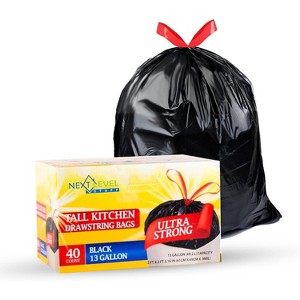 Next Level Stuff Heavy-Duty Drawstring Trash Bags – 13, 18 & 30 Gallon Garbage Bags for Kitchen, Yard Leaves & Cleanup - 1 of 4