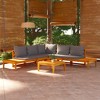 vidaXL Solid Acacia Wood 4-Piece Patio Lounge Set with Dark Gray Cushions, Versatile and Adjustable Garden Furniture for Outdoor Relaxation - 2 of 4