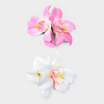 Faux Orchid Hair Clip Set 2pc - Wild Fable™ Pink/White
