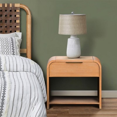 VYNXARIA Modern One Drawer Waterfall Nightstand,Natural
