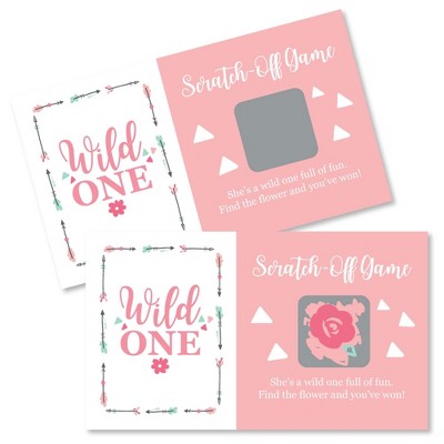 Big Dot of Happiness She's a Wild One - Boho Floral 1st Birthday Party Game Scratch Off Cards - 22 Count