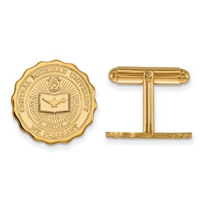Black Bow Jewelry 14k Yellow Gold Plated Sterling Silver Central Michigan Chippewas NCAA Cuff Links - 1 of 3