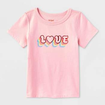 Toddler Kids' Adaptive Short Sleeve Valentine's Day 'Love' Graphic T-Shirt - Cat & Jack™ Pink