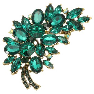 Unique Bargains Women's Flower Leaf Rhinestone Vintage Brooch Pin - 1 of 4