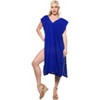 LA LEELA Women's Summer Vacation Beachwear Long Bathing Suit Short Front Tie Swimsuit Cover Ups - 4 of 4