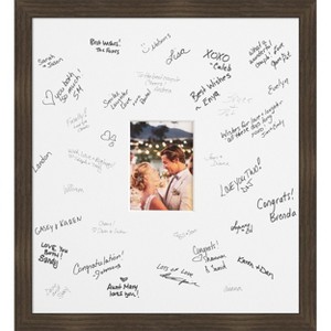 Woodgrain Signature Mat Picture Frame – Guest Book Alternative for Weddings, Graduations, or Retirement – Autograph Photo Mat for Signature Board - 1 of 4