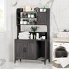 Large Cat Litter Box Enclosure Furniture, 3 Open Shelves and Storage Cabinet, Cat House with Scratch Pad, Wood Pet House Side End Table - 3 of 4