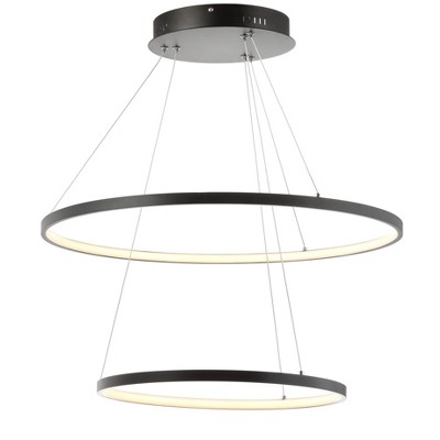 24" Metal Round Brice Chandelier (Includes Energy Efficient Light Bulb) Black - JONATHAN Y