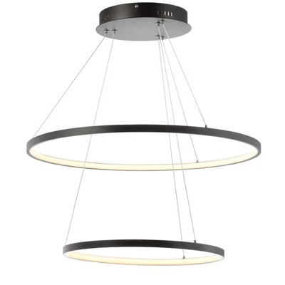 24" Metal Round Brice Chandelier (Includes Energy Efficient Light Bulb) Black - JONATHAN Y