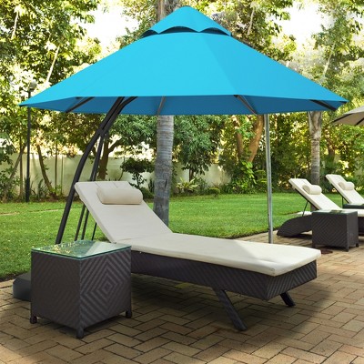 Tangkula 11ft Patio Cantilever Hand Push Offset Hanging Umbrella w/ Wheels Base