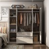 FUFU&GAGA White Woodgrain Combination Wardrobe Frosted Glass Cabinet Door Armoire Gold Cone Pulls Armoires - 2 of 4