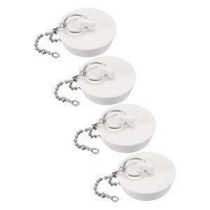 Unique Bargains Rubber Stainless Steel Beaded Chain with Pull Ring Bathtub Drain Stopper 4 Pcs - 1 of 4