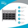 BIRDROCK HOME 16-Cubby Shoe Rack w/ 4 Drawers - Metal Frame Cabinet for Bedroom, Closet & Entryway Organization - Space-Saving Storage - Grey - 3 of 4