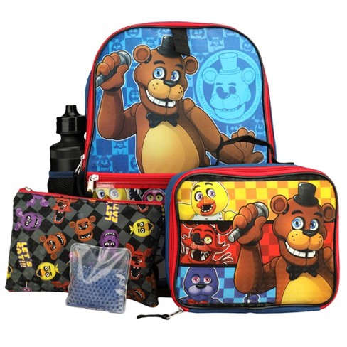7pcs Kids Five Nights At Freddy's Double Sided Backpack set