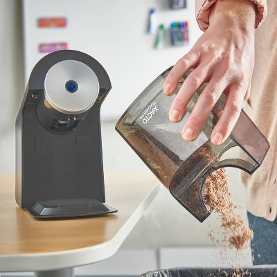 Black and Silver Electric Pencil Sharpener with Auto Adjust Dial