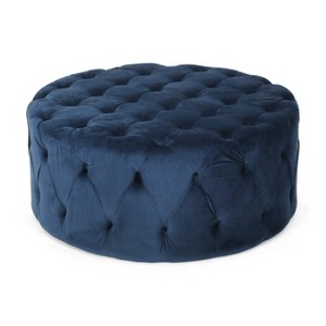 Dexmalle Modern Button-Tufted Blue Otooman - 1 of 4