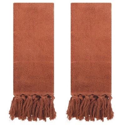 REGALWOVEN Cotton Bathroom Hand Towel with Tassel 14" x 30" 2 Pcs