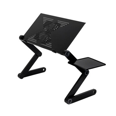Foldable Multifunctional Household Table 480 with Large Fan & Mouse Board – Portable Black Folding Table for Home and Office