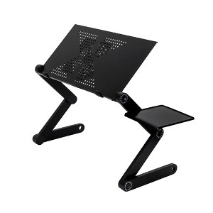 Foldable Multifunctional Household Table 480 with Large Fan & Mouse Board – Portable Black Folding Table for Home and Office - 1 of 4