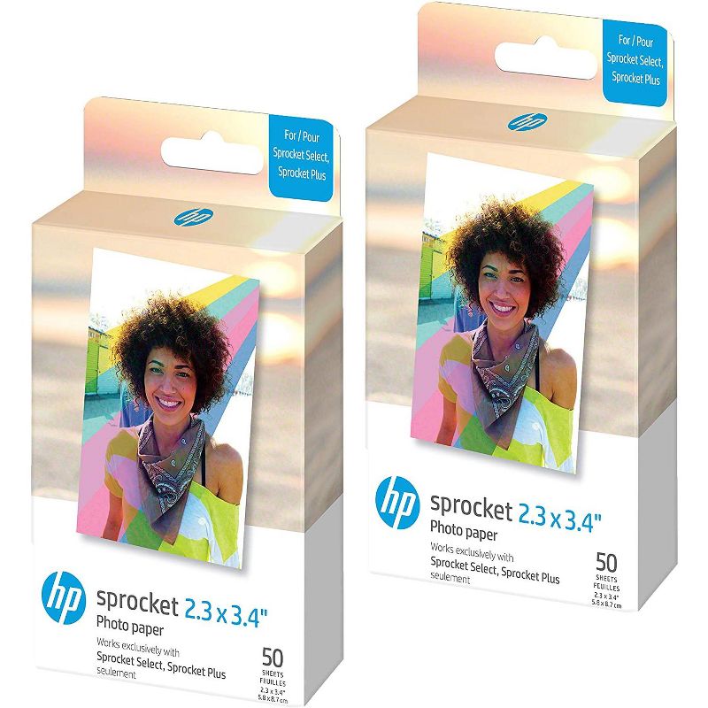 HP Sprocket 2.3 x 3.4 Premium Instant Zink Sticky Back Photo Paper (100 Sheets) Compatible with HP Sprocket Select and Plus Printers., 1 of 3