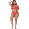 Agnes Orinda Women's Plus Size Two-Piece Tie High Waisted Adjustable Straps Bikini Set - 3 of 4