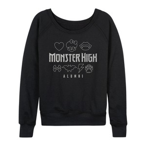 Women's - Monster High - Alumni Dead Luxe Lightweight French Terry Wide Neck Long Sleeve Shirt - 1 of 4