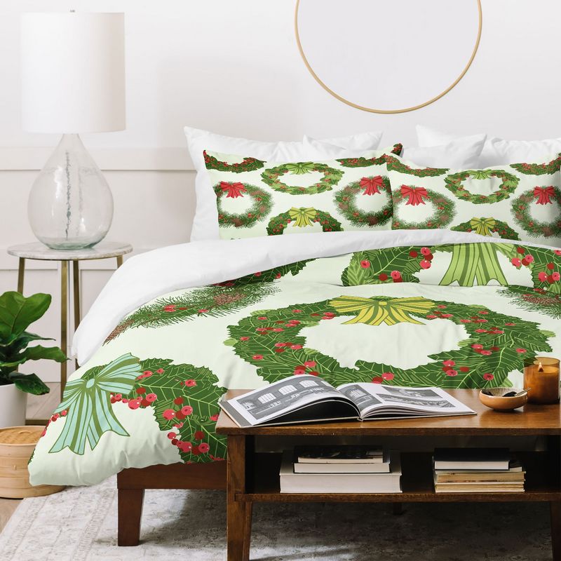 Sabine Reinhart Christmas Wreaths Duvet Cover + Pillow Sham(s) - Deny Designs, 3 of 5