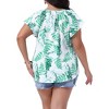 Agnes Orinda Women's Plus Size Boho Floral Tied V Neck Flutter Short Sleeve Tie Summer Blouses - 4 of 4